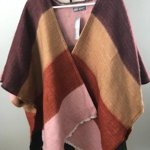 Poncho Sweater Wrap, Medium to Large Colors are Blush, Light Coco, Orange, Brown